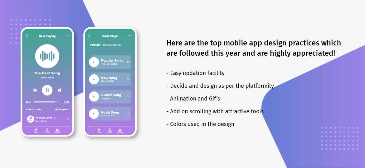 Here are the top mobile app design practices which are followed this year and are highly appreciated!