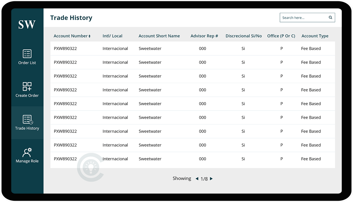 Trade History Screen