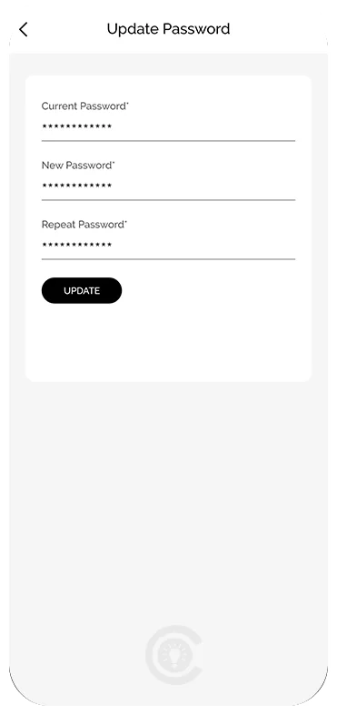 Profile & update password Screen