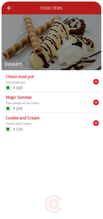 Food Items Screen