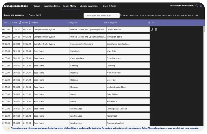 Inspection application