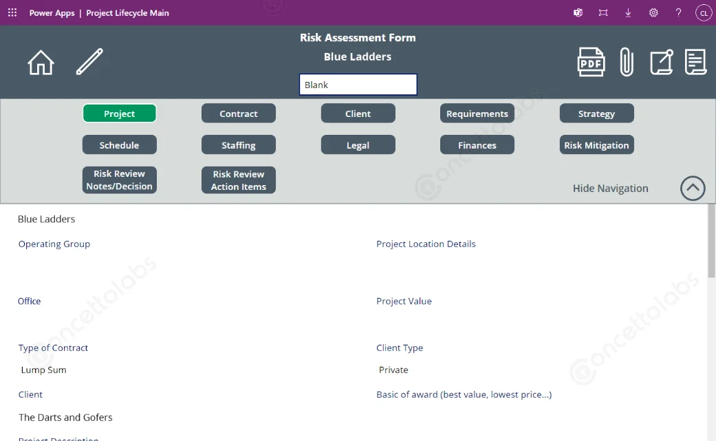 Risk Assessment form